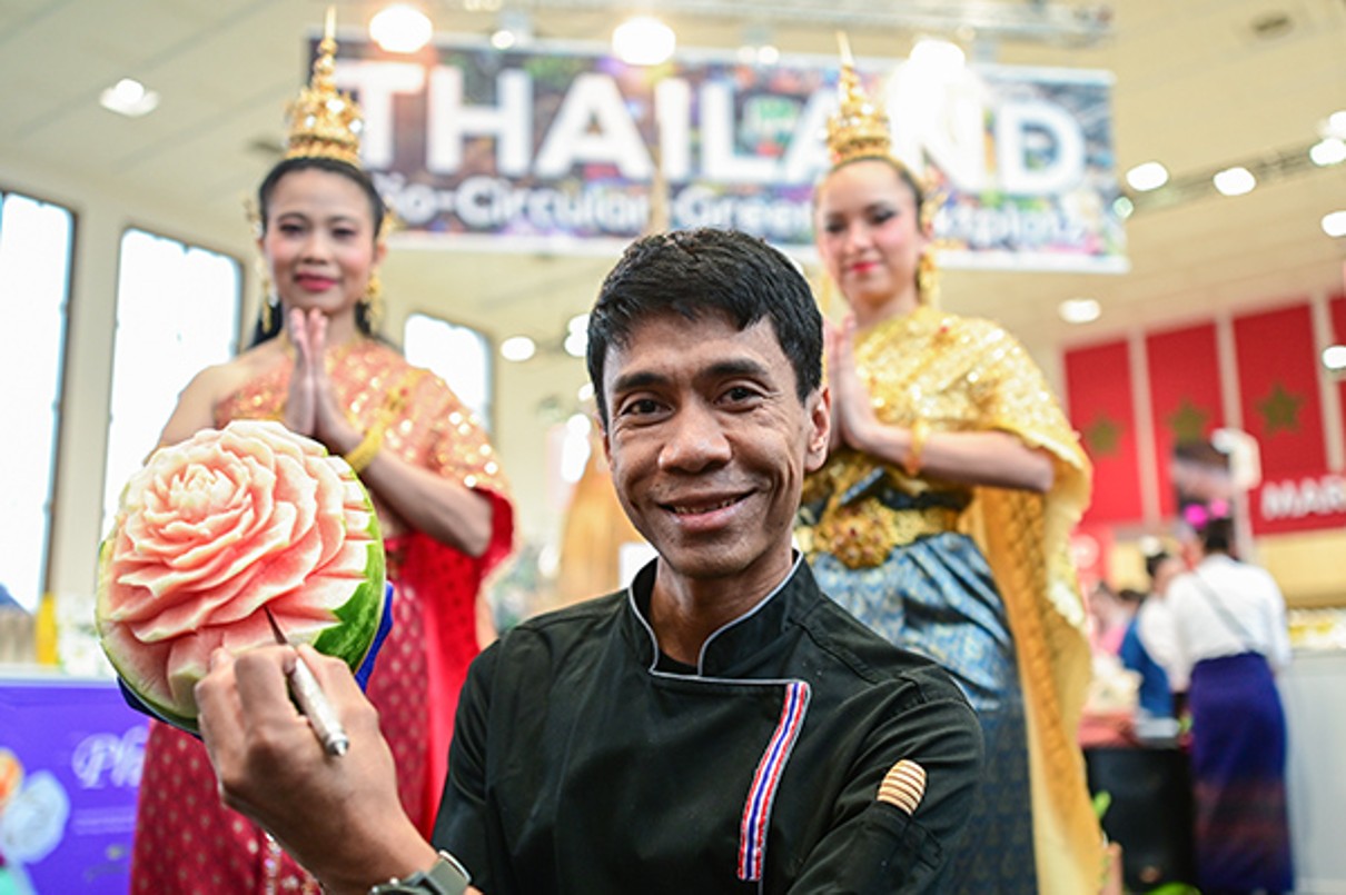 Man with Thai products